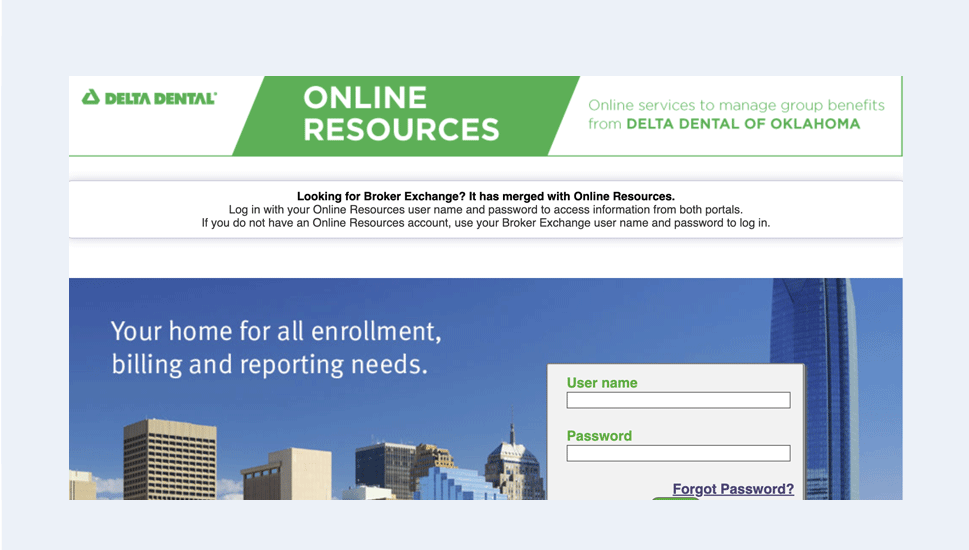 Screenshot of Broker Online Resources website